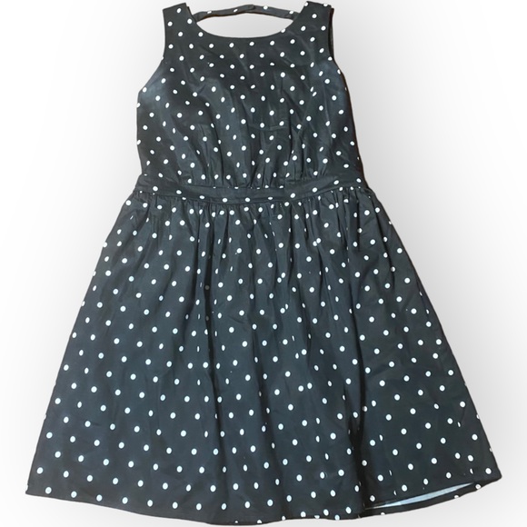 Cynthia Rowley Black & White Polka Dot ALine Sleeveless Cotton Dress Size 10 - Picture 2 of 11